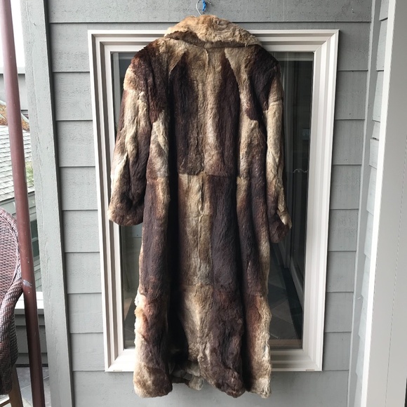 Polo Norte brown rabbit very long coat, XL - Picture 3 of 6